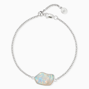 925 Sterling Silver Freeform Opal Bezel Bracelet - Wild Crest Front View