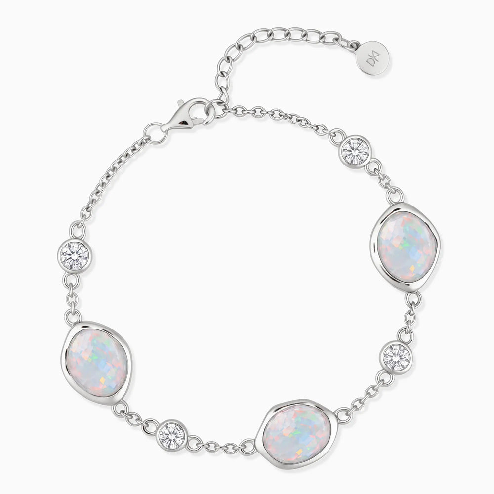 925 Sterling Silver Freeform Opal Bracelet - Luminous Cadences Front View
