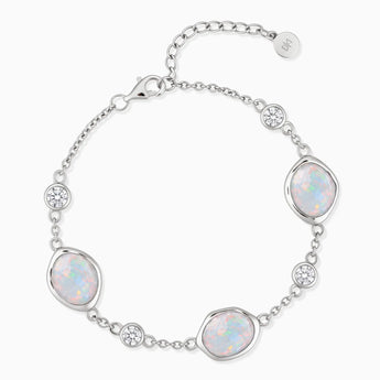 925 Sterling Silver Freeform Opal Bracelet - Luminous Cadences Front View
