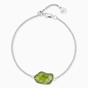 925 Sterling Silver Freeform Peridot Bezel Bracelet - Wild Crest Front View