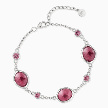 925 Sterling Silver Freeform Pink Tourmaline Bracelet - Luminous Cadence Front View