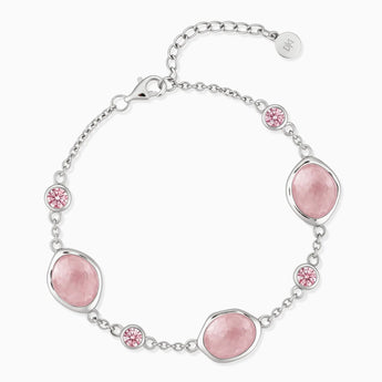 925 Sterling Silver Freeform Rose Quartz Bracelet - Luminous Cadences Front View