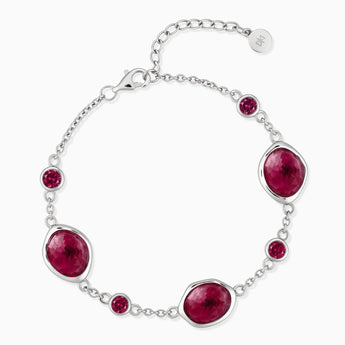 925 Sterling Silver Freeform Ruby Bracelet - Luminous Cadence Front View