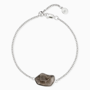 925 Sterling Silver Freeform Smoky Quartz Bezel Bracelet - Wild Crest Front View