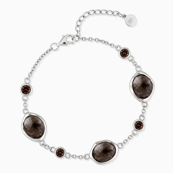 925 Sterling Silver Freeform Smoky Quartz Bracelet - Luminous Cadences Front View