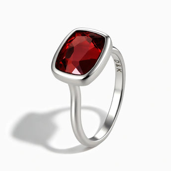 925 Sterling Silver Garnet Cushion Ring - Pure Hush Side View