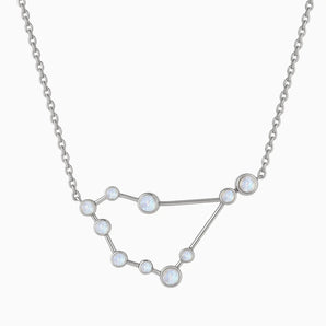 925 Sterling Silver Gemini Zodiac Constellation Necklace - Moonstone Front View