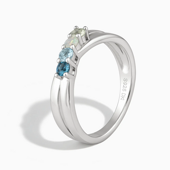 925 Sterling Silver Glacial Serenity Four Round Stone Crossover Ring - Seasons Rhythm Side View
