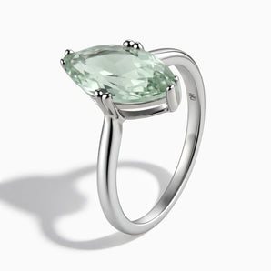 925 Sterling Silver Green Amethyst Marquise Ring - Silent Glow Side View