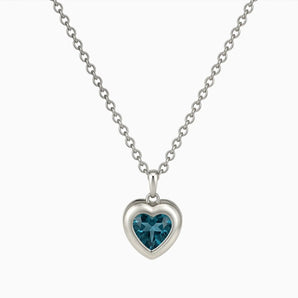 925 Sterling Silver Heart London Blue Topaz Bezel Necklace - Love Shelter Front View