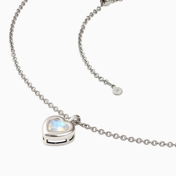 925 Sterling Silver Heart Moonstone Bezel Necklace - Love Shelter Side View