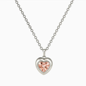 925 Sterling Silver Heart Morganite Bezel Necklace - Love Shelter Front View