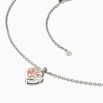 925 Sterling Silver Heart Morganite Bezel Necklace - Love Shelter Side View
