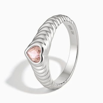 925 Sterling Silver Heart Morganite Fluted Ring - Coeur Fold Side View