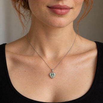 925 Sterling Silver Heart Moss Agate Bezel Necklace - Love Shelter Model Shot