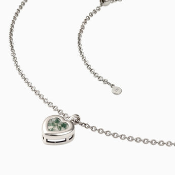 925 Sterling Silver Heart Moss Agate Bezel Necklace - Love Shelter Side View