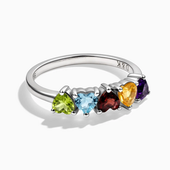 925 Sterling Silver Heart Multigem Arc Ring - Crescent Line Front View