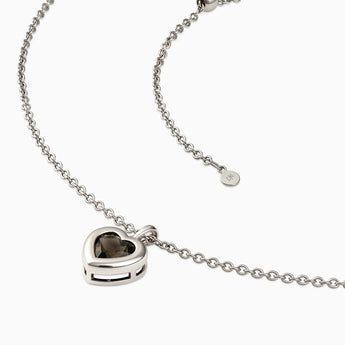 925 Sterling Silver Heart Smoky Quartz Bezel Necklace - Love Shelter Side View