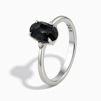 925 Sterling Silver Irregular Black Onyx Ring - Raw Aura Side View