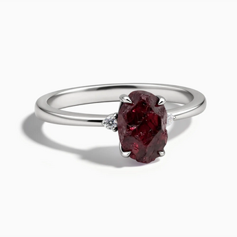 925 Sterling Silver Irregular Garnet Ring - Raw Aura Front View
