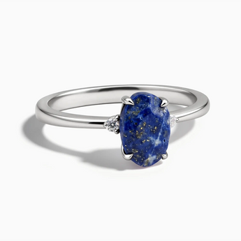 925 Sterling Silver Irregular Lapis Lazuli Ring - Raw Aura Front View