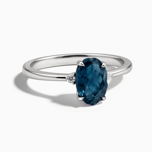 925 Sterling Silver Irregular London Blue Topaz Ring - Raw Aura Front View