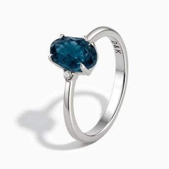 925 Sterling Silver Irregular London Blue Topaz Ring - Raw Aura Side View