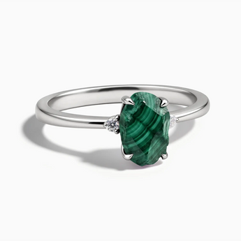 925 Sterling Silver Irregular Malachite Ring - Raw Aura Front View