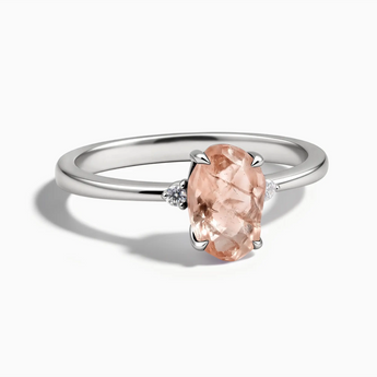 925 Sterling Silver Irregular Morganite Ring - Raw Aura Front View