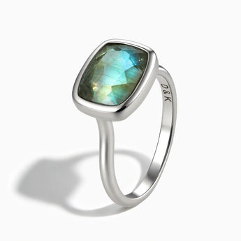 925 Sterling Silver Labradorite Cushion Ring - Pure Hush Side View