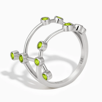 925 Sterling Silver Leo Zodiac Constellation Ring - Peridot Side View