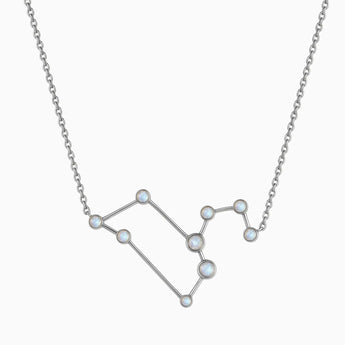 925 Sterling Silver Libra Zodiac Constellation Necklace - Moonstone Front View
