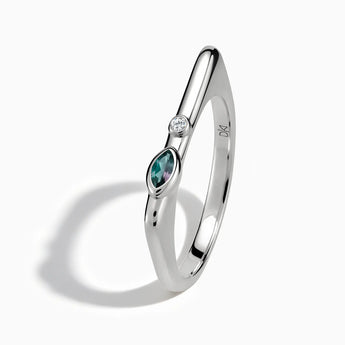 925 Sterling Silver Marquise Alexandrite Puzzle Stacking Ring - Minimal Glow Side View