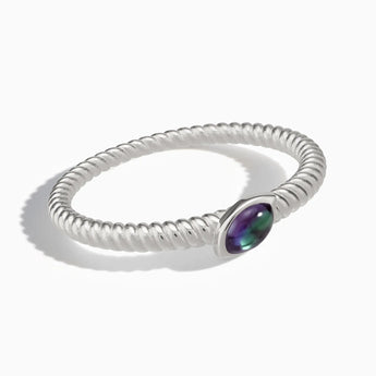 925 Sterling Silver Marquise Alexandrite Twisted Ring - Spiral Spectrum Front View