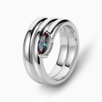 925 Sterling Silver Marquise Alexandrite Wrap Ring - Eye of Light Side Profile View