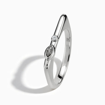 925 Sterling Silver Marquise Black Rutilated Quartz Puzzle Stacking Ring - Minimal Glow Side View
