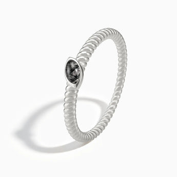 925 Sterling Silver Marquise Black Rutilated Quartz Twisted Ring - Spiral Spectrum Side View