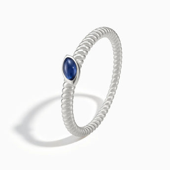 925 Sterling Silver Marquise Blue Sapphire Twisted Ring - Spiral Spectrum Side View