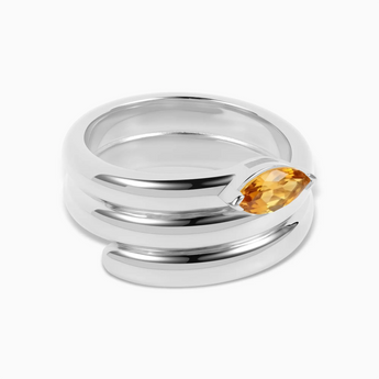 925 Sterling Silver Marquise Citrine Wrap Ring - Eye of Light Hero Angle View