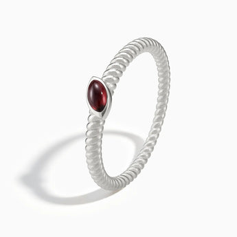 925 Sterling Silver Marquise Garnet Twisted Ring - Spiral Spectrum Side View
