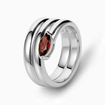 925 Sterling Silver Marquise Garnet Wrap Ring - Eye of Light Side Profile View