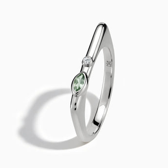 925 Sterling Silver Marquise Green Amethyst Puzzle Stacking Ring - Minimal Glow Side View