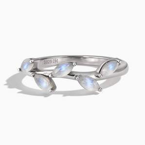 925 Sterling Silver Marquise Moonstone Leaf Ring - Secret Garden Front View