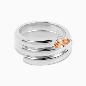 925 Sterling Silver Marquise Morganite Wrap Ring - Eye of Light Hero Angle View