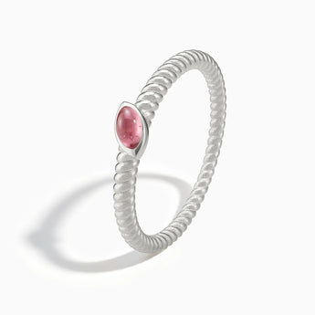 925 Sterling Silver Marquise Pink Tourmaline Twisted Ring - Spiral Spectrum Side View