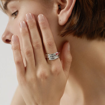 925 Sterling Silver Marquise Pink Tourmaline Wrap Ring - Eye of Light Model Shot