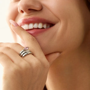 925 Sterling Silver Marquise Rose Quartz Wrap Ring - Eye of Light Model Shot
