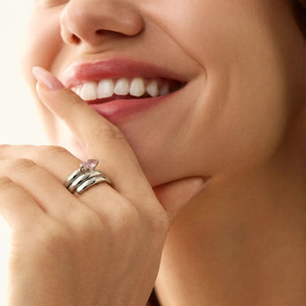 925 Sterling Silver Marquise Rose Quartz Wrap Ring - Eye of Light Model Shot