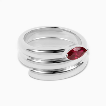 925 Sterling Silver Marquise Ruby Wrap Ring - Eye of Light Hero Angle View