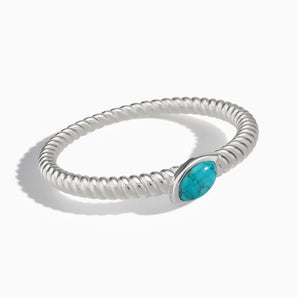 925 Sterling Silver Marquise Turquoise Twisted Ring - Spiral Spectrum Front View